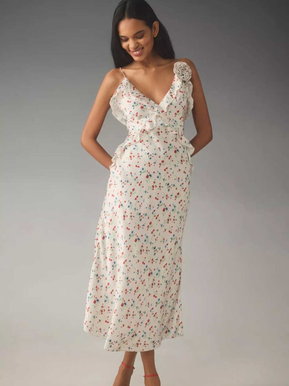 NWT Anthropologie Bardot Olea Sleeveless Ruffle Midi Dress